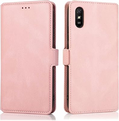 Housse en cuir pour xiaomi redmi 9a avec emplacement pour carte - or
