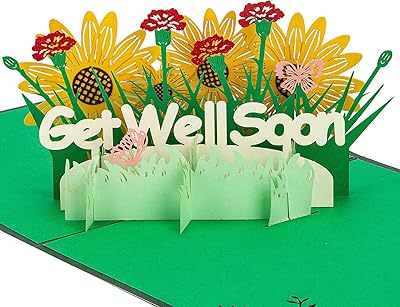 Carte de vœux pop-up 3d fanion get well, cartes de vœux 3d, carte