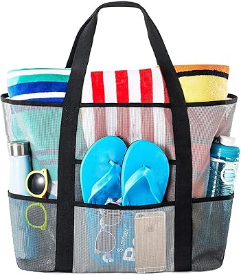 Sac de plage en maille - grand sac fourre-tout léger pour le marché