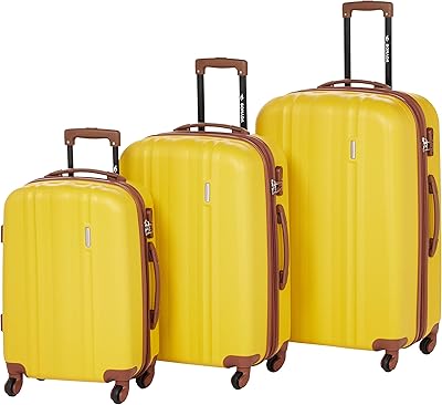 Sac de voyage rigide extensible avec double fermeture éclair et verrou antivol, jaune