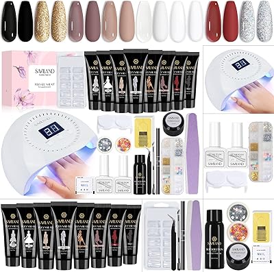 Safyland 8 couleurs ensemble de vernis à ongles polygel avec lampe