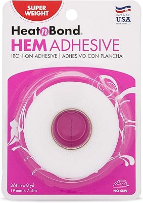 Adhésif thermocollant heat bond, poids supplémentaire, 3/8" x 8", blanc