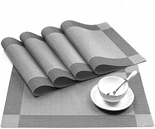 Ecv 4 pièces napperons de table à manger en plastique faciles nettoyer lavables