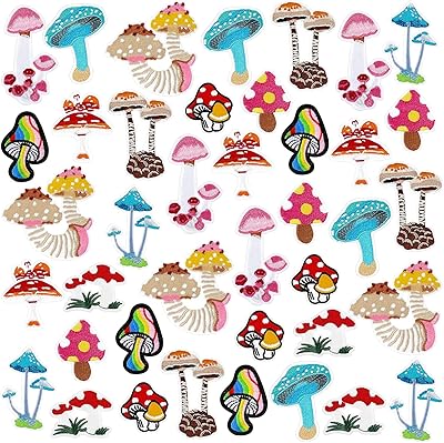 Patchs de broderie de champignons 40 pièces de petites étiquettes de vêtements