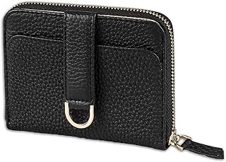 Petit portefeuille portefeuille rfid zippé vaultskin belgravia pour femme (noir civil)