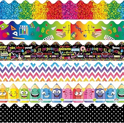 84 pièces 83 pieds arc-en-ciel bord festonné bords de tableau d'affichage adhésif coloré