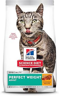 Nourriture sèche pour chats adultes hill's science, poids parfait pour la gestion du