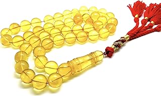 Chapelet d'ambre naturel de la baltique couleur citron forme ronde 45 perles