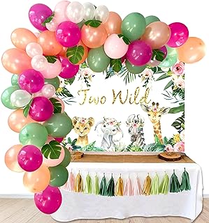Décorations d'anniversaire sauvages pour deux filles toiles de fond sur le thème la jungle