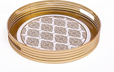 Plateau rond avec base dorée 36 * 5,5 cm, doré/transparent, tl0113533