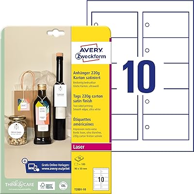 Zweckform t2001-10 étiquettes robustes lot de 100 avec cordons 90