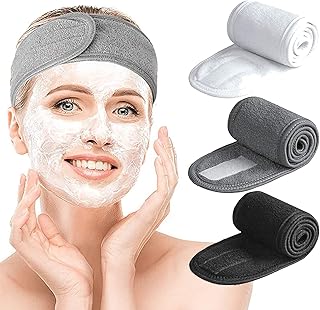 3 pièces bandeau de maquillage bandeaux faciaux réglables tissu éponge extensible lavage visage