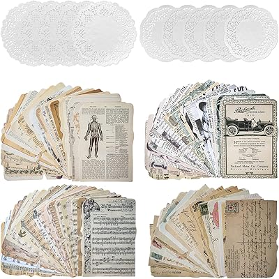 Paquet de 4 papiers de style vintage pour scrapbooking, papier de découpage simple