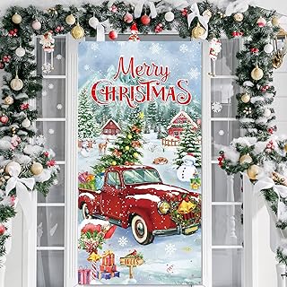 Couvertures de porte de camion de noël rouge couverture d'entrée joyeux nouvel an