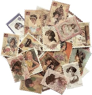 Autocollants de timbres vintage, beaux autocollants en papier esthétiques vintage pour scrapbooking, fournitures d'agenda, planificateur, artisanat d'art bricolage pour enfants - 60 pièces. Diaytar : Votre partenaire e-commerce au quotidien