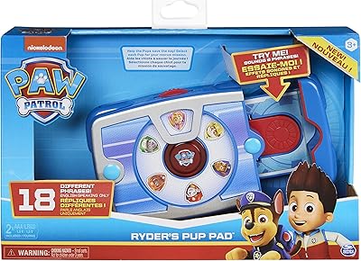 Paw patrol, oreiller pop interactif ryder avec 18 sons, pour les enfants