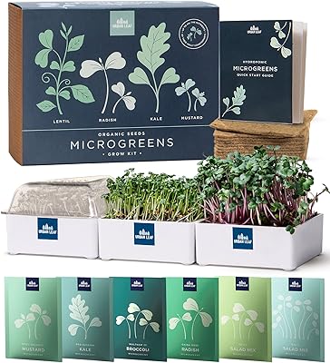 Urban leaf microgreens kit de culture de radis, chou frisé, mélange arc-en-ciel, moutarde