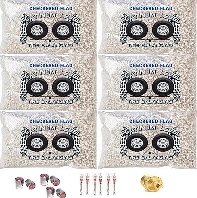 Lot de 6 perles d'équilibrage de pneus drapeau à damier sac oz