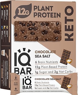 Barres protéinées iq bar brain & body keto céto au chocolat et sel