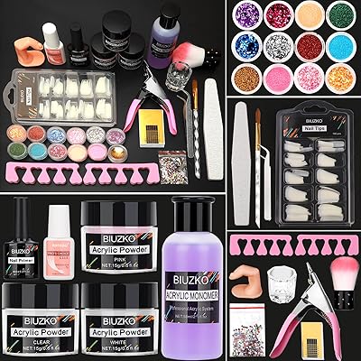 Kit d'ongles en acrylique avec base et kit d'ongles pour débutants avec tout