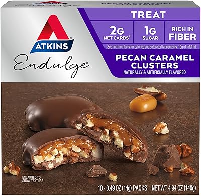 Gâteries au caramel atkins par indulgence treat, keto friendly, 10 unités, keto friendly