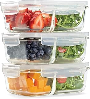 Contenants de conservation en verre fit & fresh, 2 pièces, contenants avec couvercles