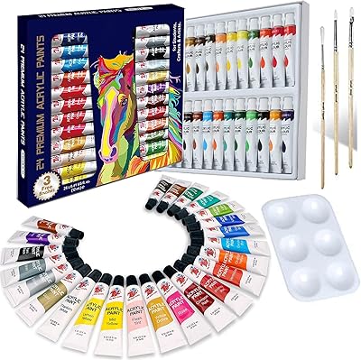 Ensemble de peinture acrylique swift 24 couleurs vives avec pinceau basique et minérale