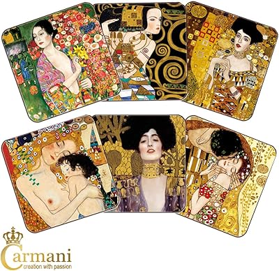 Carmani - ensemble de 6 coussins/sous-verres de peintures mixtes gustav klimt assortis. Diaytar : Des prix mini pour un service maxi