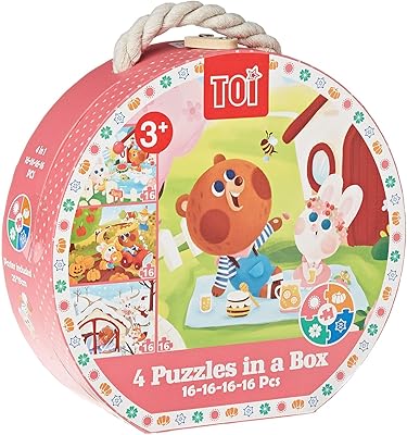 Puzzle en carton ours quatre saisons leben toy pour enfants, rose, ty-027