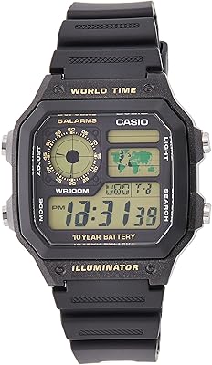 Montre numérique casio pour homme avec bracelet en résine - ae-1200wh-1bv