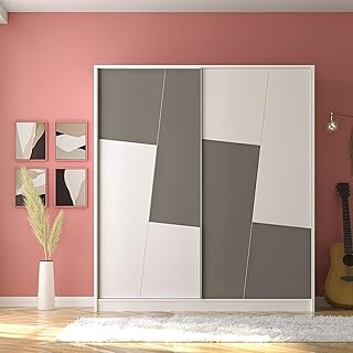 Meuble à portes coulissantes zenio dubai anthracite 160 cm - blanc