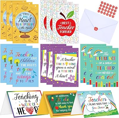 Ensemble de 24 cartes de remerciement pour enseignants geetek, cadeau d'appréciation pour enseignant