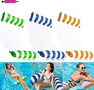 Paquet de 3 hamacs gonflables pour piscine, flotteur d'eau, multi-usage 4 en 1