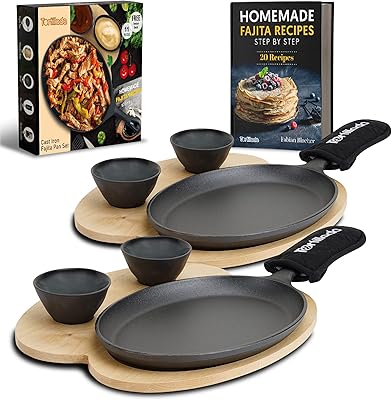 Ensemble de poêles à fajita tortlada de 10 pouces en fonte pour fajitas