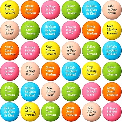 60 pièces colorées drôles citations inspirantes balles anti-stress motivationnelles en mousse exercice