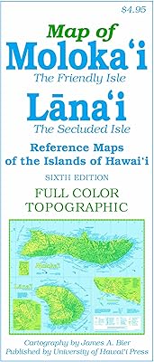 Cartes de référence des îles d'hawaï. moloka`i et l?na`i