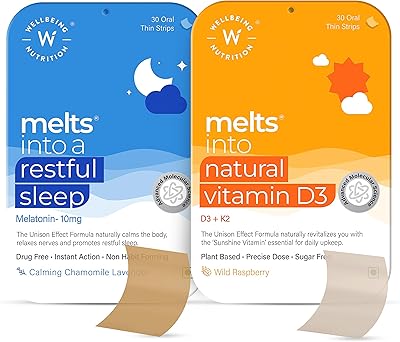 Wellbeing nutrition mélatonine végétalienne 5 mg avec vitamine d3 + k2