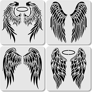 Origach 4pcs pochoirs ailes d'ange 11,8x11,8 pouces, grand modèle de pochoir pet pour peinture murale, pochoirs de peinture ailes d'ange évidés pour dessin de peinture à l'aérographe. Votre satisfaction, notre priorité chez Diaytar