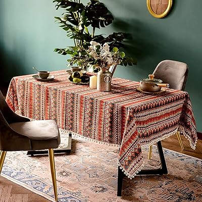 Nappe rectangulaire fao dou en coton et lin taille 140 x