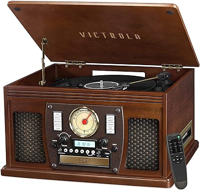 Tourne-disque et centre multimédia bluetooth 8-en-1 victrola, haut-parleurs stéréo intégrés - platine vinyle