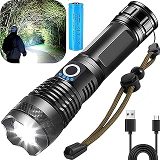 Lampe de poche rechargeable nislin 200 000 lumens, lampe de poche led ultra