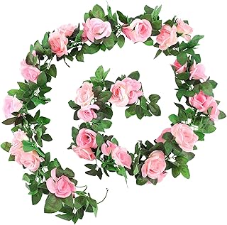 Couronne artificielle, paquet de 2 fleurs de vigne roses de 15 pieds à