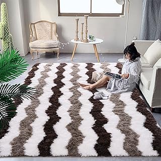 Tapis à poils longs ultra doux dueke 4 x 6 pieds tapis