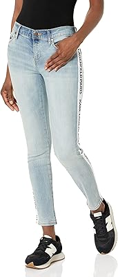 Jean skinny taille mi-haute avec logo pour femme