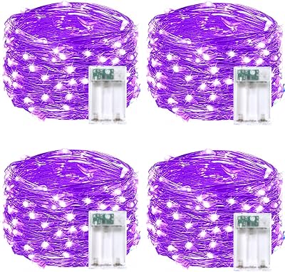4 guirlandes lumineuses violettes de 20 pieds 60 led fonctionnant à