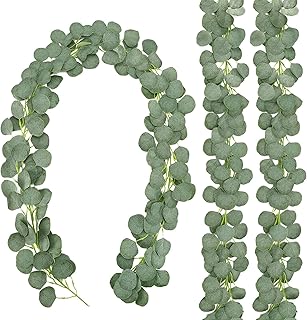 Couronne d'eucalyptus artificielle, feuilles d'eucalyptus en soie, fausses plantes vertes d'eucalyptus argentées
