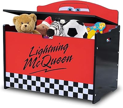 Coffre à jouets léger disney cars lightning mcqueen durable en bois
