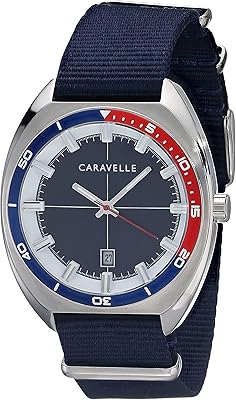 Montre rétro à quartz pour hommes caravelle by bulova, acier inoxydable avec bracelet