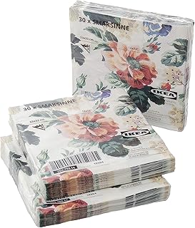 Ikea smaksinne, serviettes en papier 3 épaisseurs, motif/fleur, 33 x 33 cm