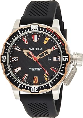 Montre à quartz pour homme avec bracelet en silicone, acier inoxydable, noir, montre